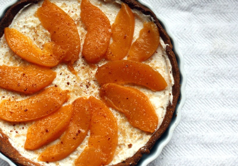 Sweet Ricotta Tart with Honey-Spiced Peaches