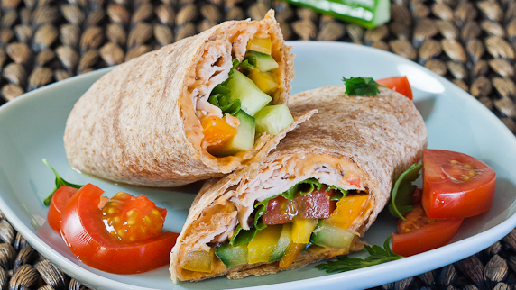 Turkey, Hummus and Veggie Wrap
