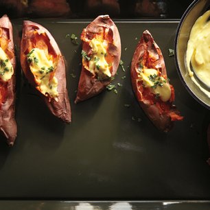 Baked Yams with Saffron Aioli