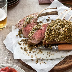 Spring Lamb Rack with Caper and Herb Crust