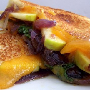 Apple, Kale and Cheddar Melt with Red Onion-Rosemary Marmalade