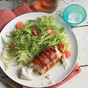 Bacon-Wrapped Cod with Frisee