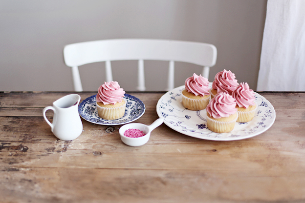 Blondie Cupcakes with Raspberry Buttercream